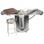 Stainless Steel Round Tandoor With Wheels & Accessories