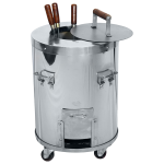 Stainless Steel Round Tandoor with Wheel and SS Top