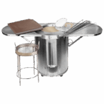 Stainless Steel Round Tandoor With Wheels & Accessories